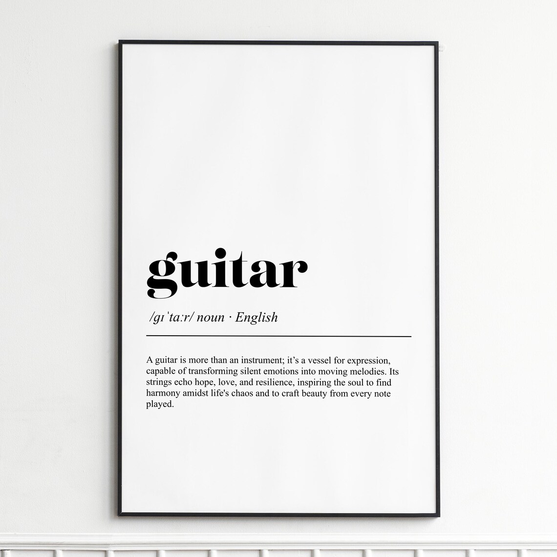 Guitar Definition Musician Gift Word Art Typography Minimalist Decor Poster