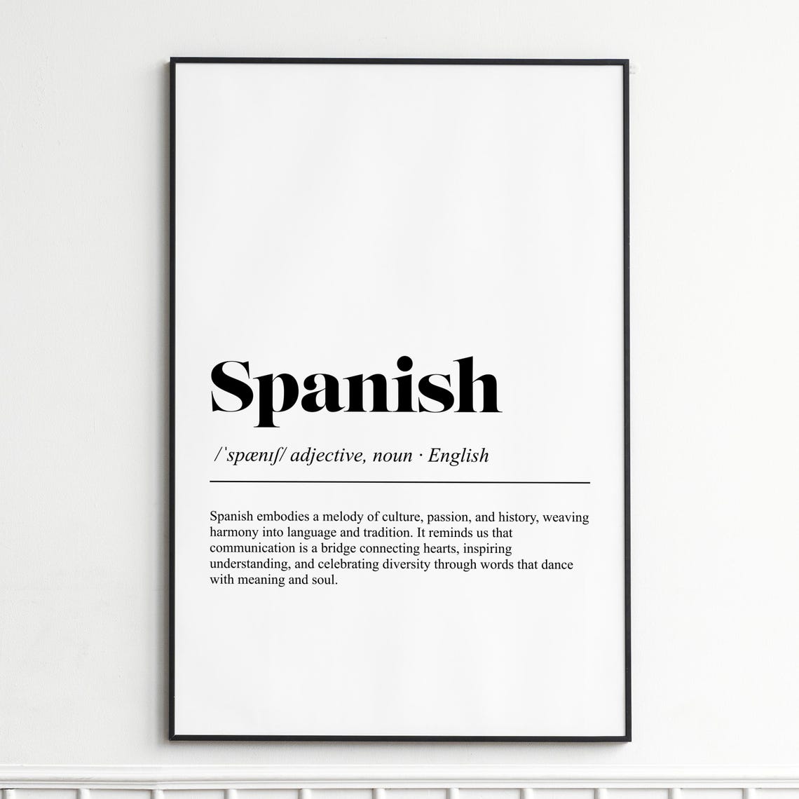 Spanish Language Word Definition Dictionary Style Art Poster