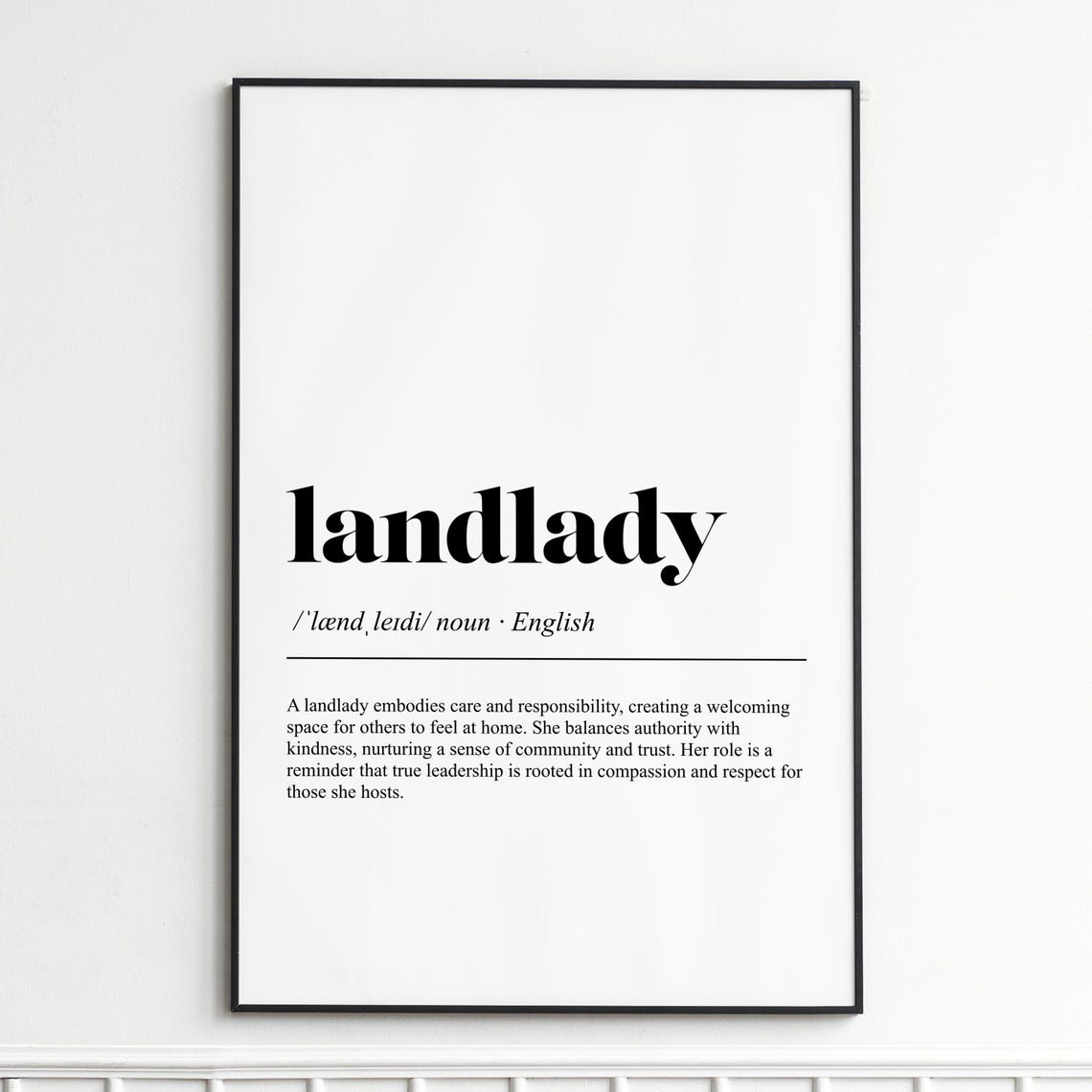 Landlady Dictionary Definition Typography Funny Home Decor Wall Poster