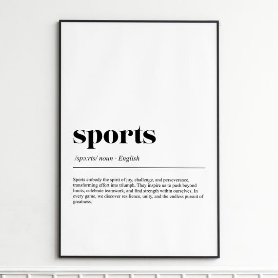 Sports Definition Print Inspirational Typography Wall Art Modern Dictionary Poster Home Decor
