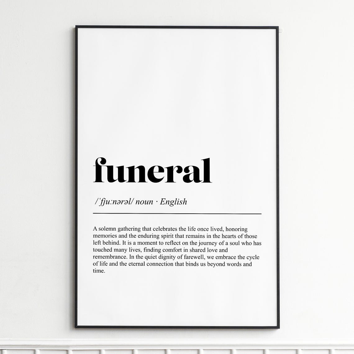 Funeral Elegant Minimalist Dictionary Definition Typography Poster