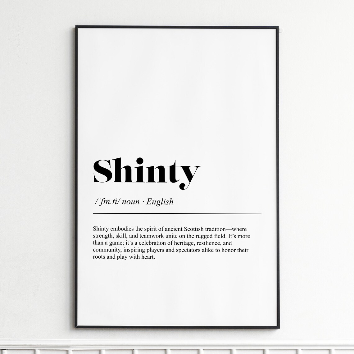Shinty Scottish Sport Heritage Definition Typography Wall Poster