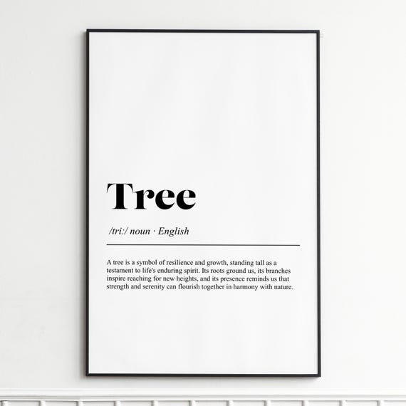 Tree Definition Print Elegant Dictionary Wall Art Typography Home Decor For Living Room Or Office