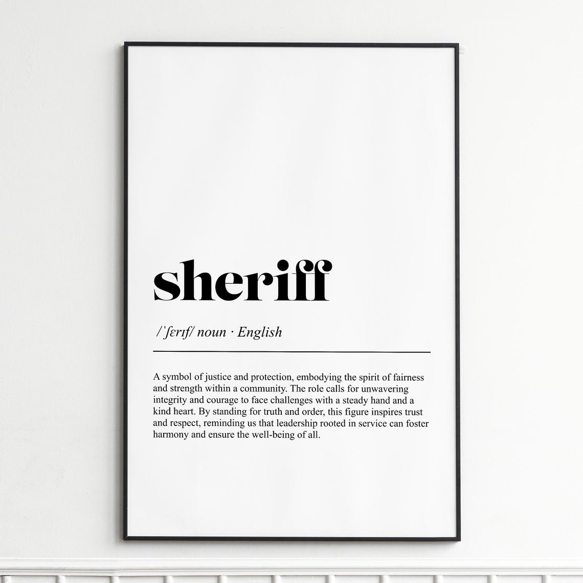 Sheriff Definition Justice Protector Typography Dictionary Poster