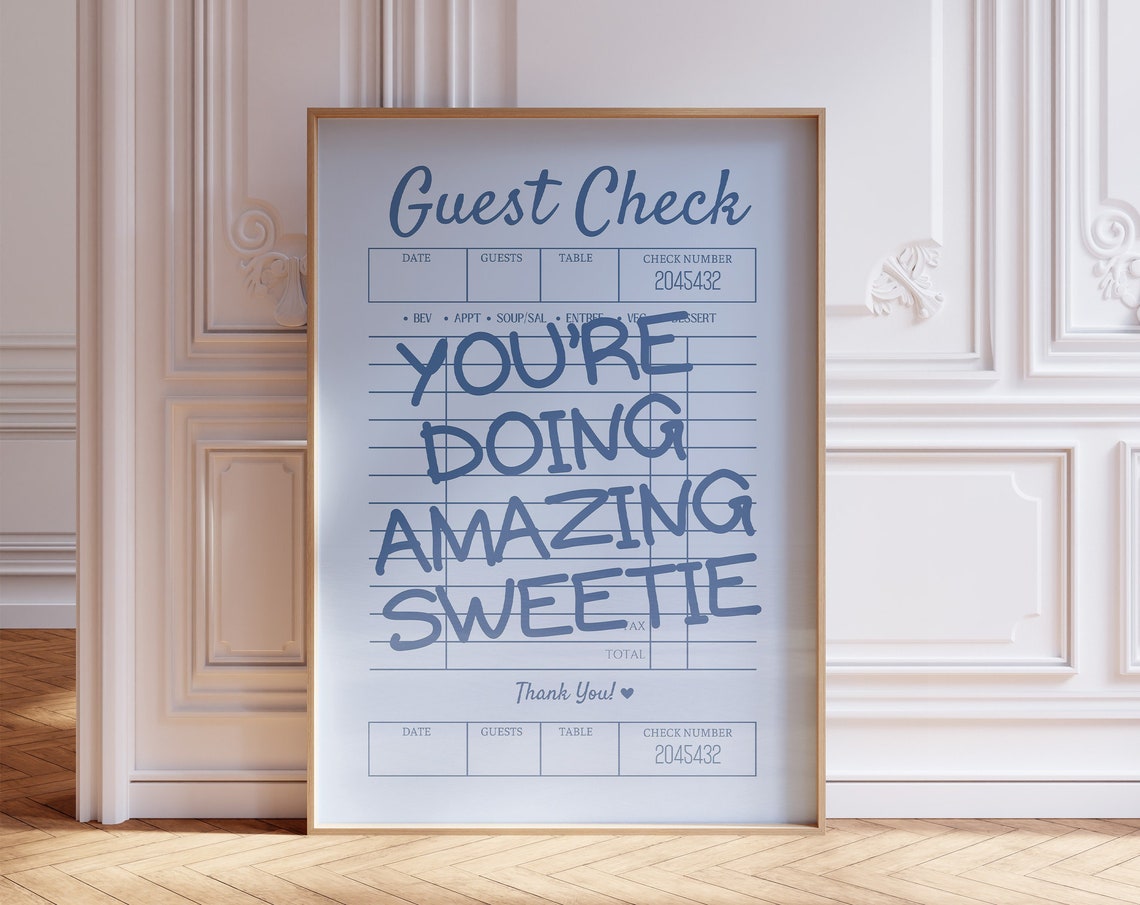 You're Doing Amazing Sweetie Guest Check Navy Blue Trendy Poster