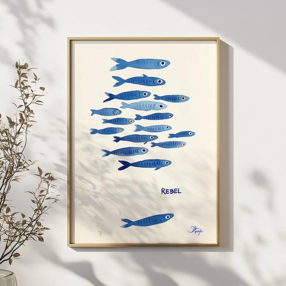 Rebel Sardines Poster Print, Vintage Sea Still Life