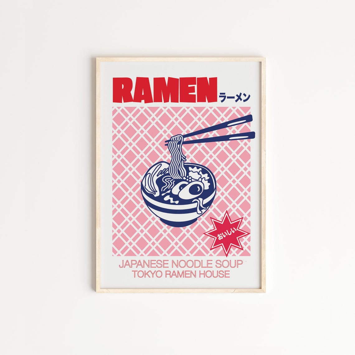 Tokyo Ramen Japanese Noodle Soup Retro Kitchen Illustration Poster