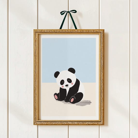 Panda Poster Minimalist Baby Animal Nursery Wall Art