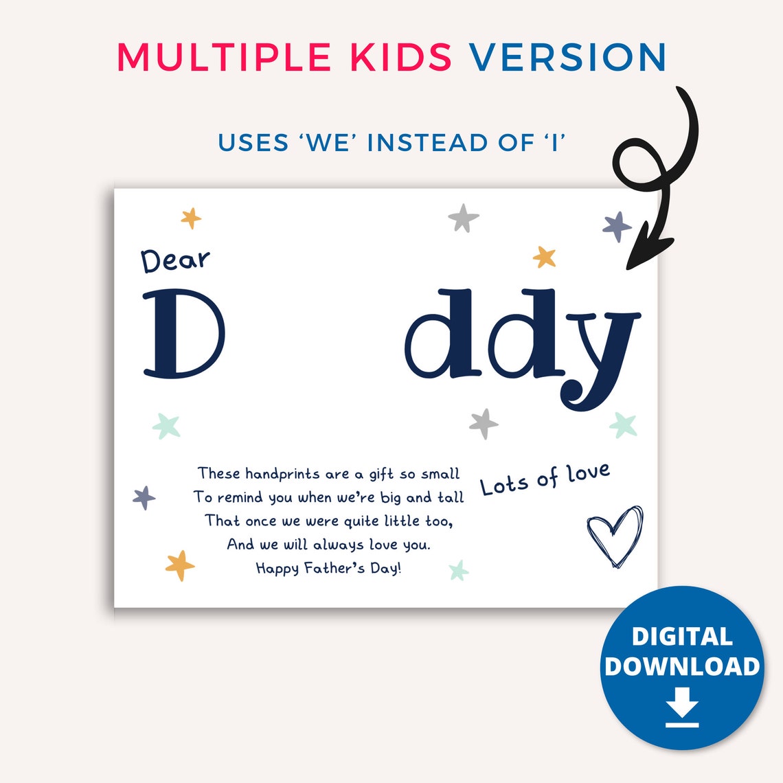 Fathers Day Handprint Craft Art Print For Dad - Image 3