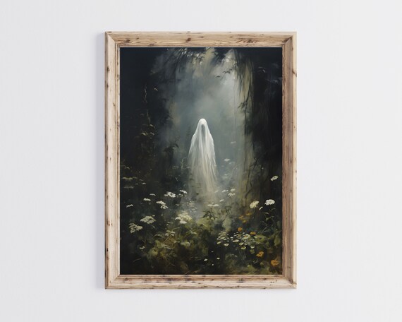 Spooky Sheet Ghost Misty Forest Dark Moody Halloween Wall Poster