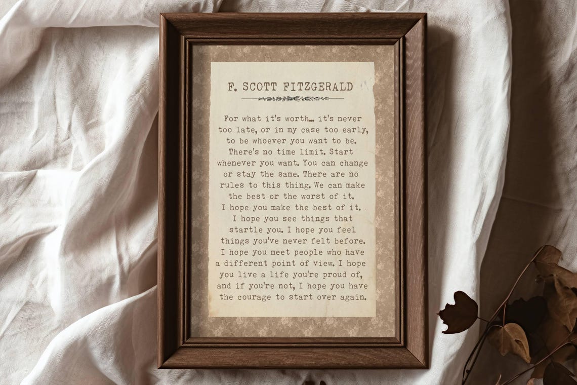 F Scott Fitzgerald For What It Is Worth Antique Damask Quote Poster - Image 5