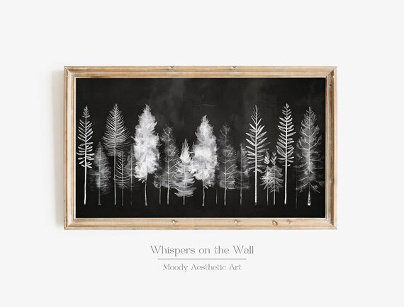 Christmas Tree Frame Tv Art Minimalist Decor Moody Winter Painting Christmas Wall Art Screensaver Rustic Xmas Frame Tv Art