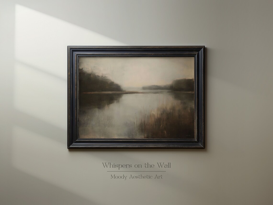 Dark Academia Lake Art Print, Moody Nature Decor - Image 2