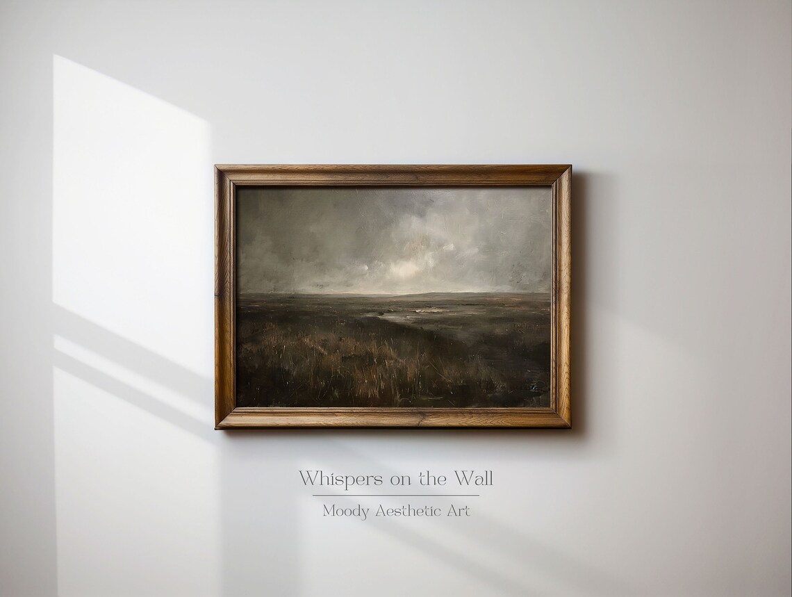 Dark Stormy Grassland Plains Moody Landscape Painting Poster - Image 6