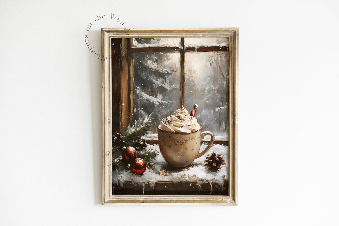 Christmas Hot Chocolate Oil Painting Cozy Holiday Print - Image 6