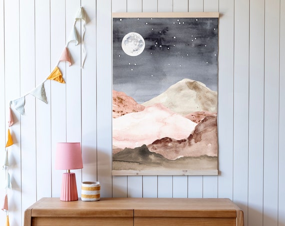 Tapestry Wall Hanging Vertical Girls Room Watercolor Art Boho Watercolor Art Boho Watercolor Mountain Tapestry 498