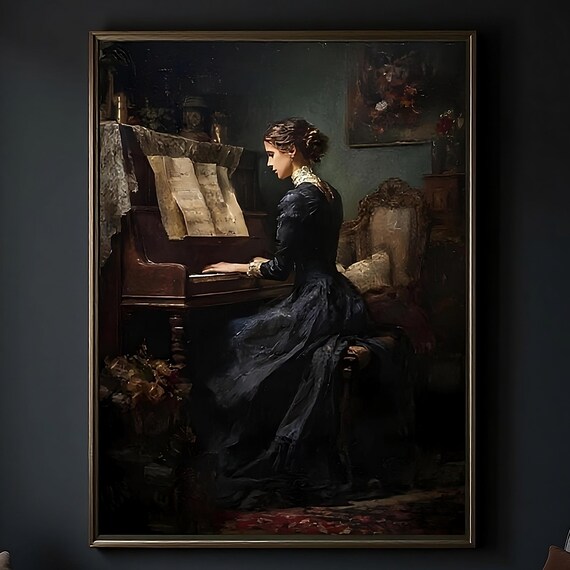 Dark Academia Victorian Woman Art Print Moody Gothic Decor