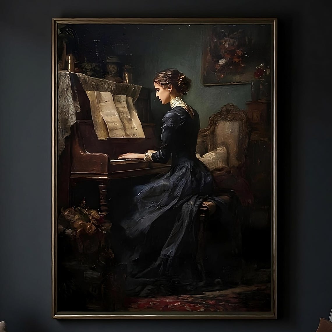 Dark Academia Victorian Woman Art Print Moody Gothic Decor