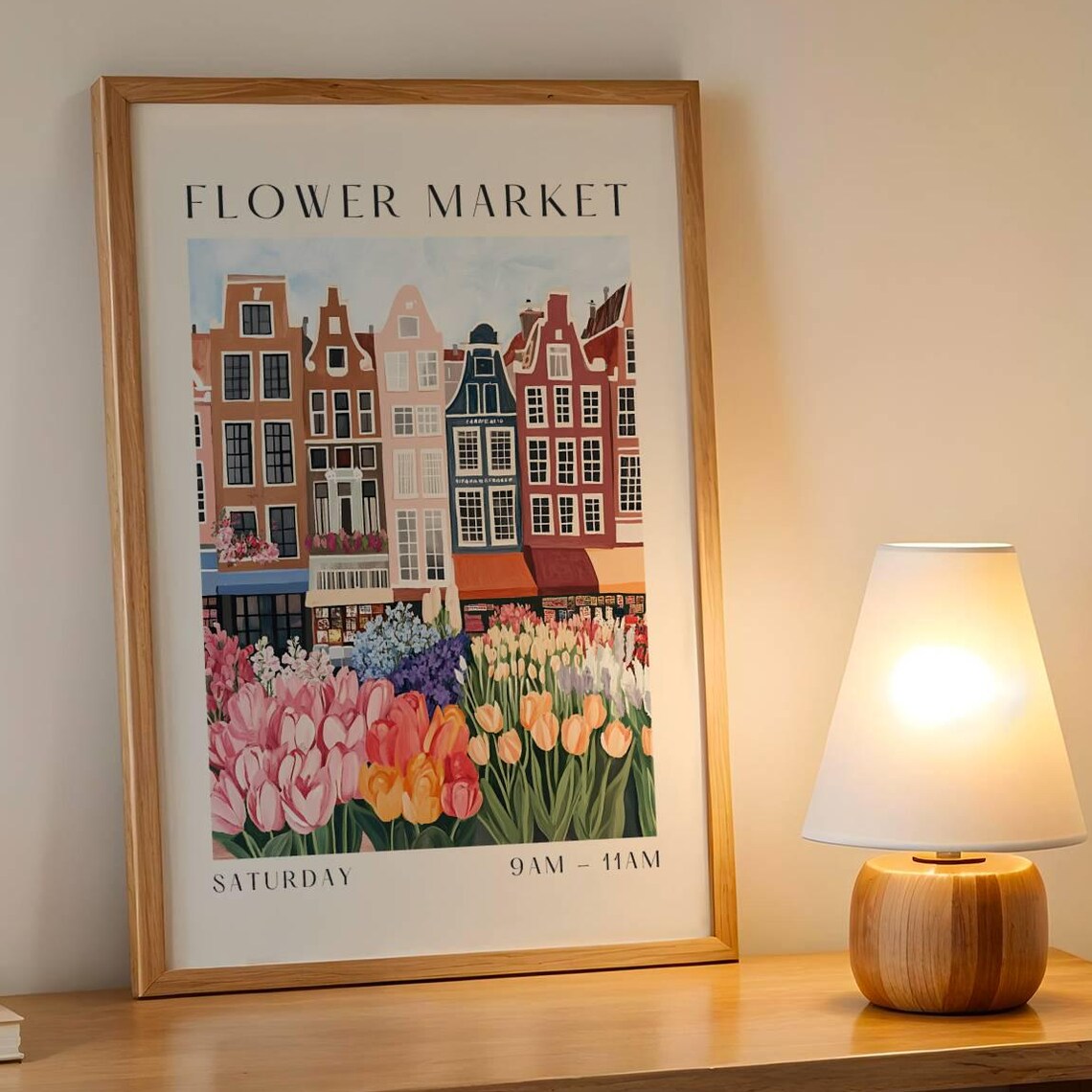 Flower Market Saturday Tulips Amsterdam Canal Houses Spring Poster