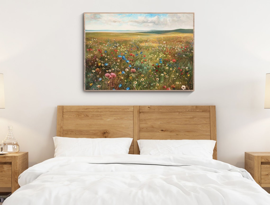 Colorful Wildflower Field Summer Meadow Landscape Painting Poster - Image 6