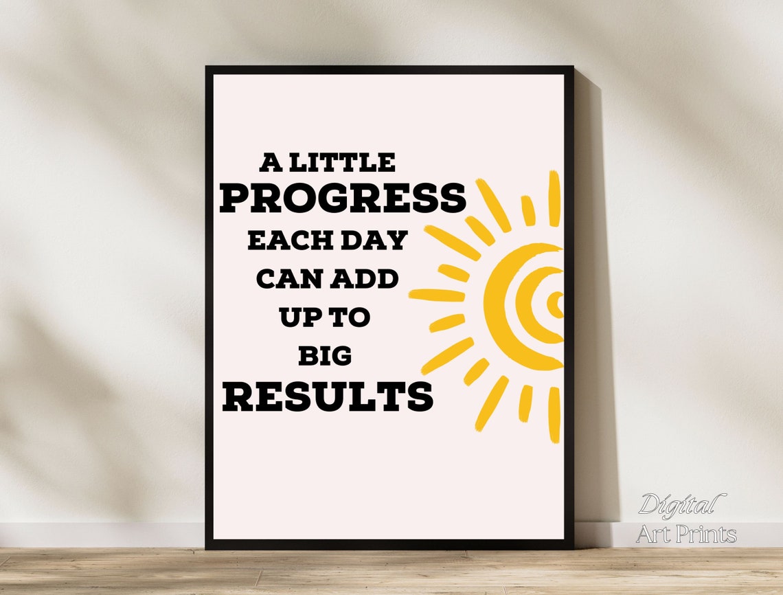 A Little Progress Each Day Bright Sunny Motivational Quote Poster