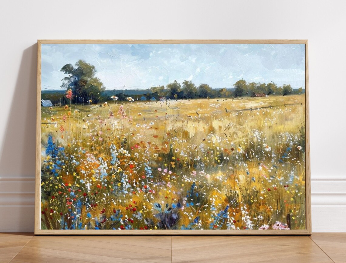 Meadow Wildflowers Oil Painting Golden Field Vintage Landscape Poster - Image 8