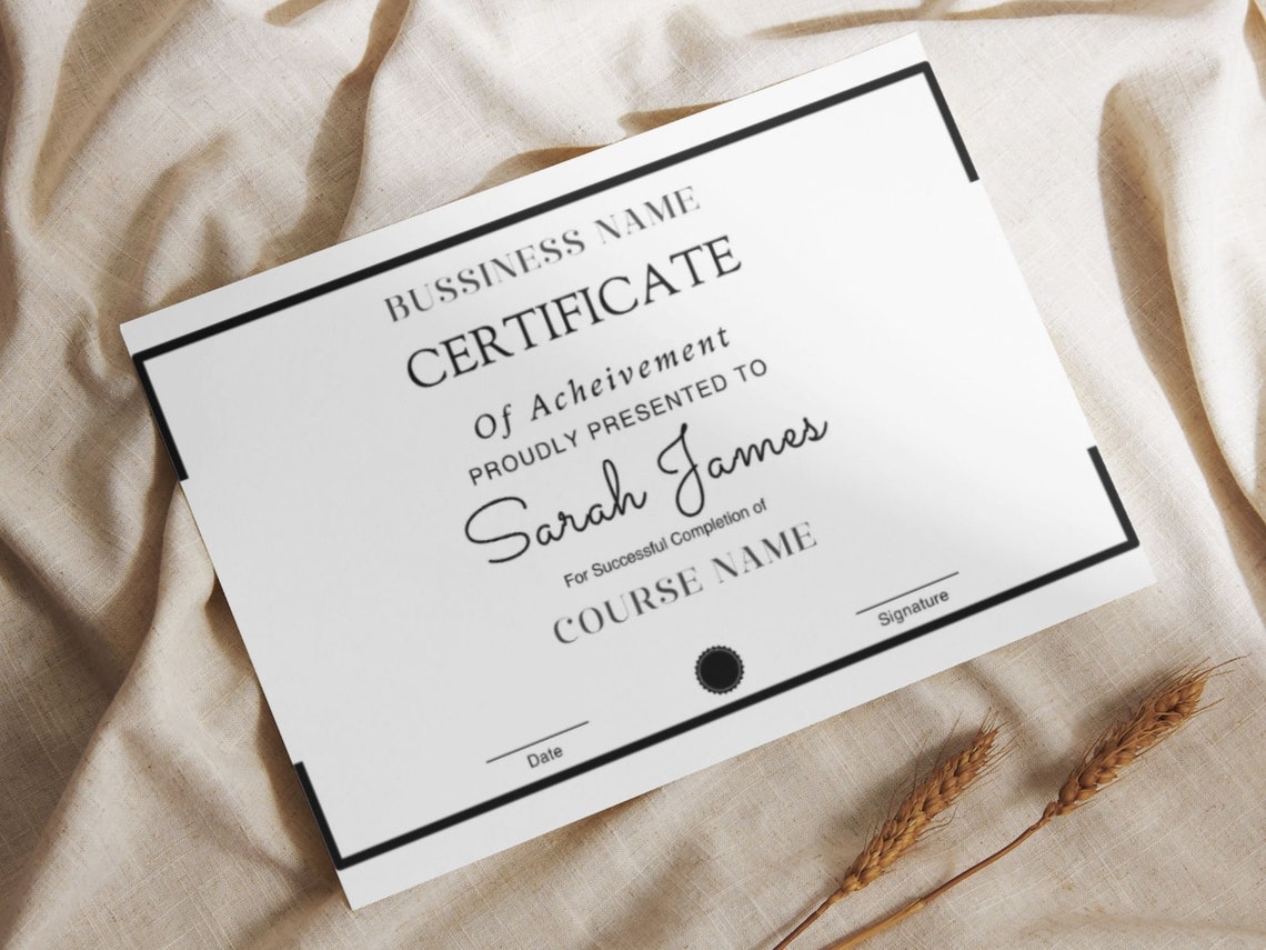 Editable Training Certificate Template Course Completion Print - Image 8