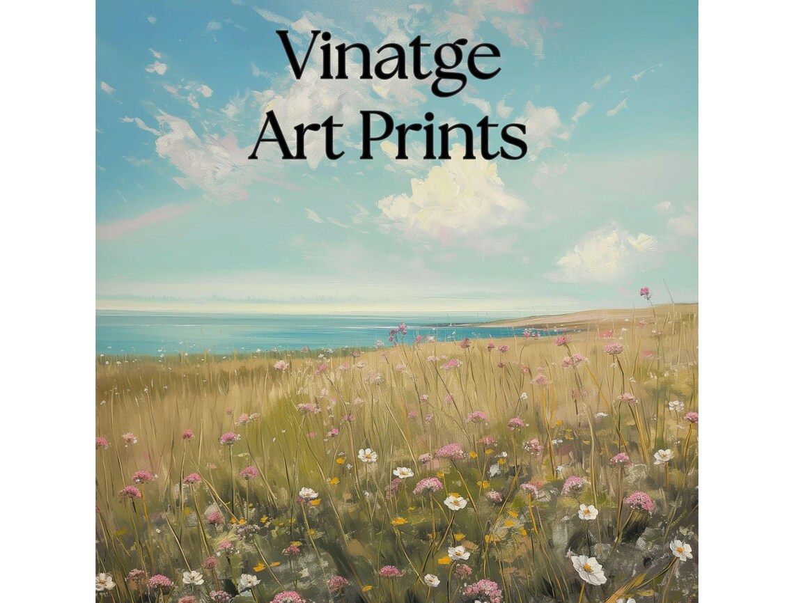 Coastal Wildflower Meadow Painting Vintage Summer Seaside Landscape Poster - Image 6