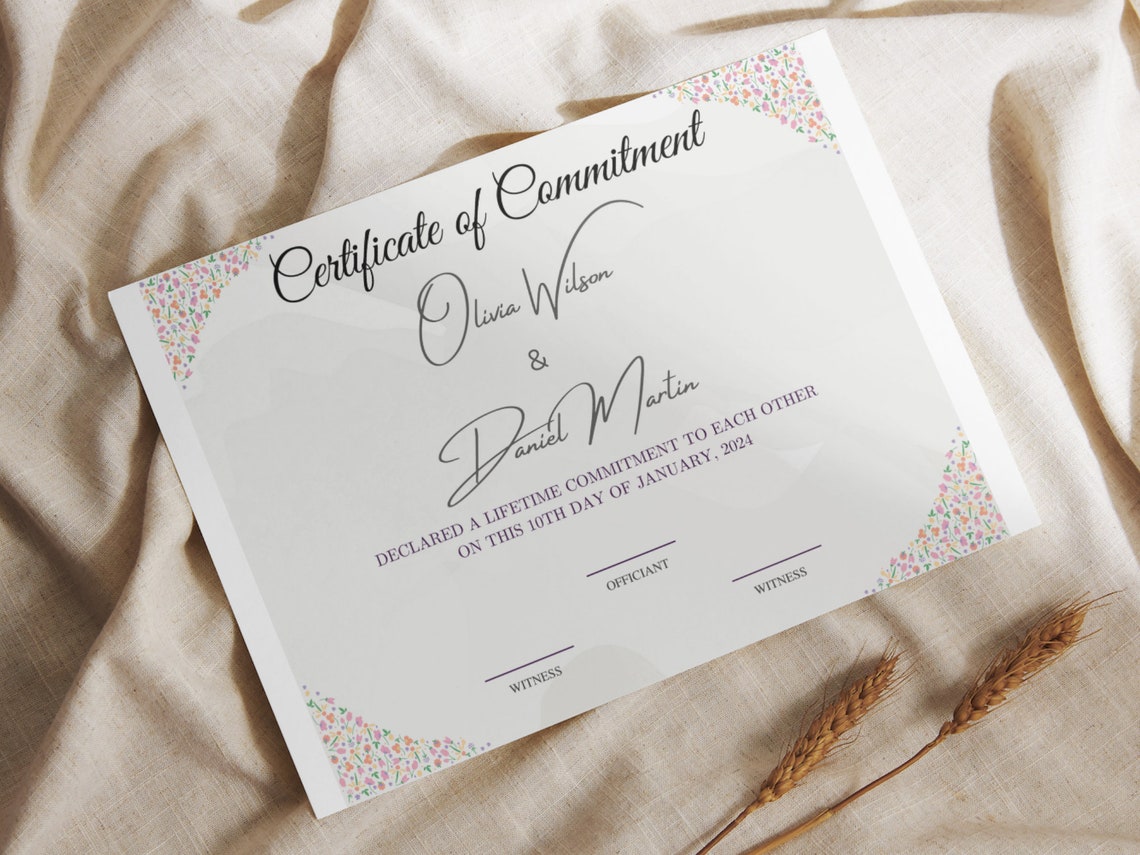 Certificate Of Commitment Editable Template Greenery Commitment Certificate Custom Certificate Canva Template - Image 7