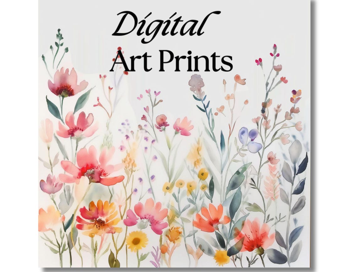 Delicate Watercolor Wildflower Meadow Pastel Botanical Art Print - Image 3