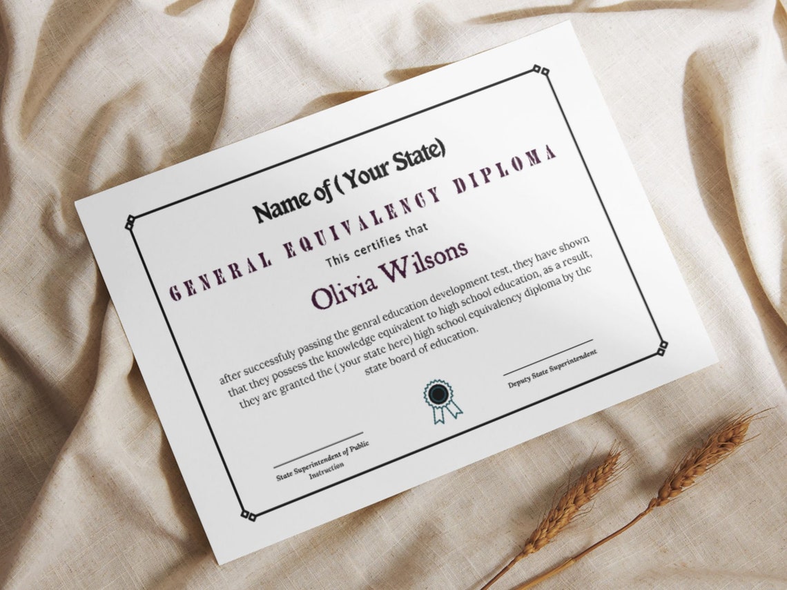 General Equivalency Diploma Certificate Novelty Template Print Design - Image 7