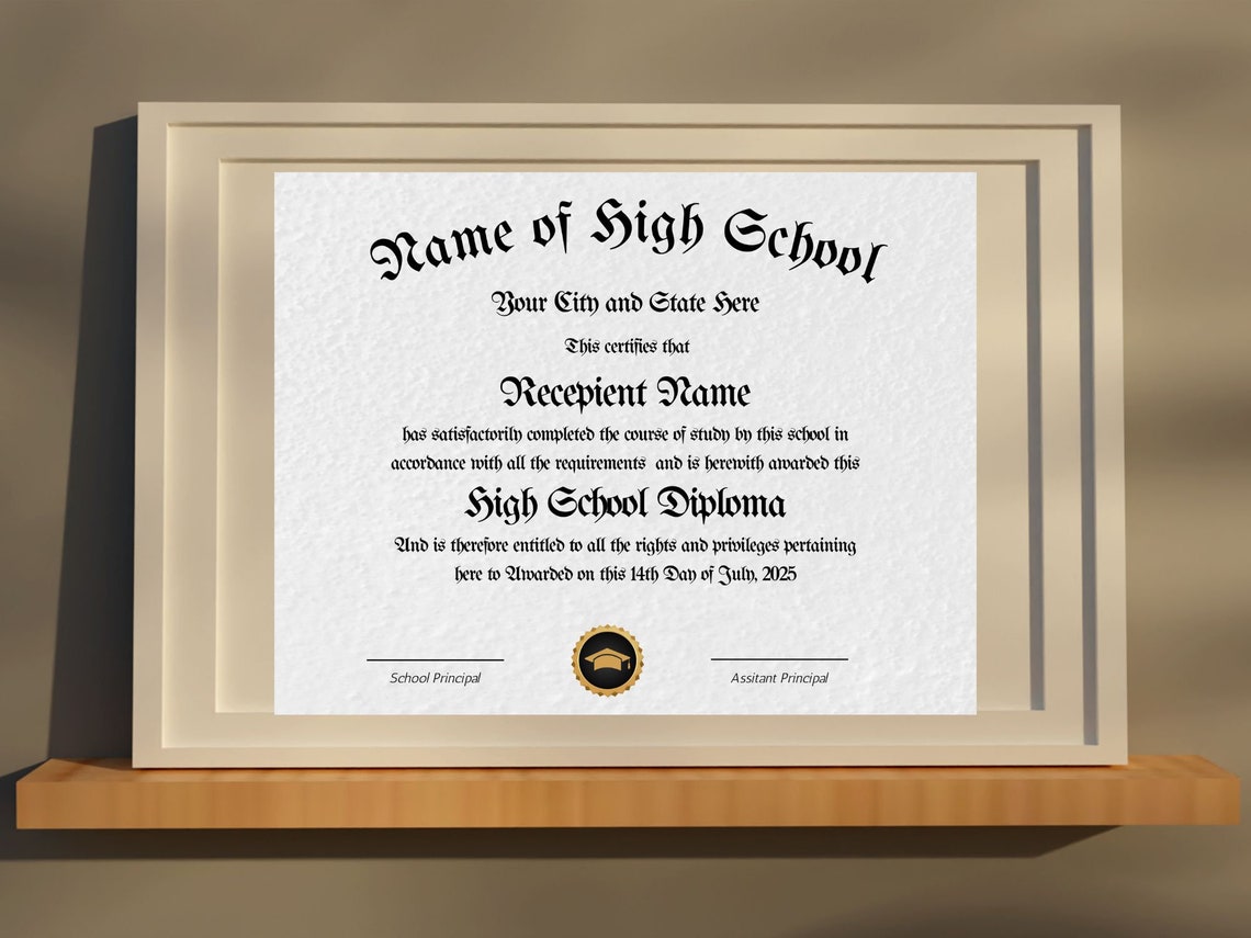 Editable High School Diploma Template Classic Gold Seal Print - Image 6