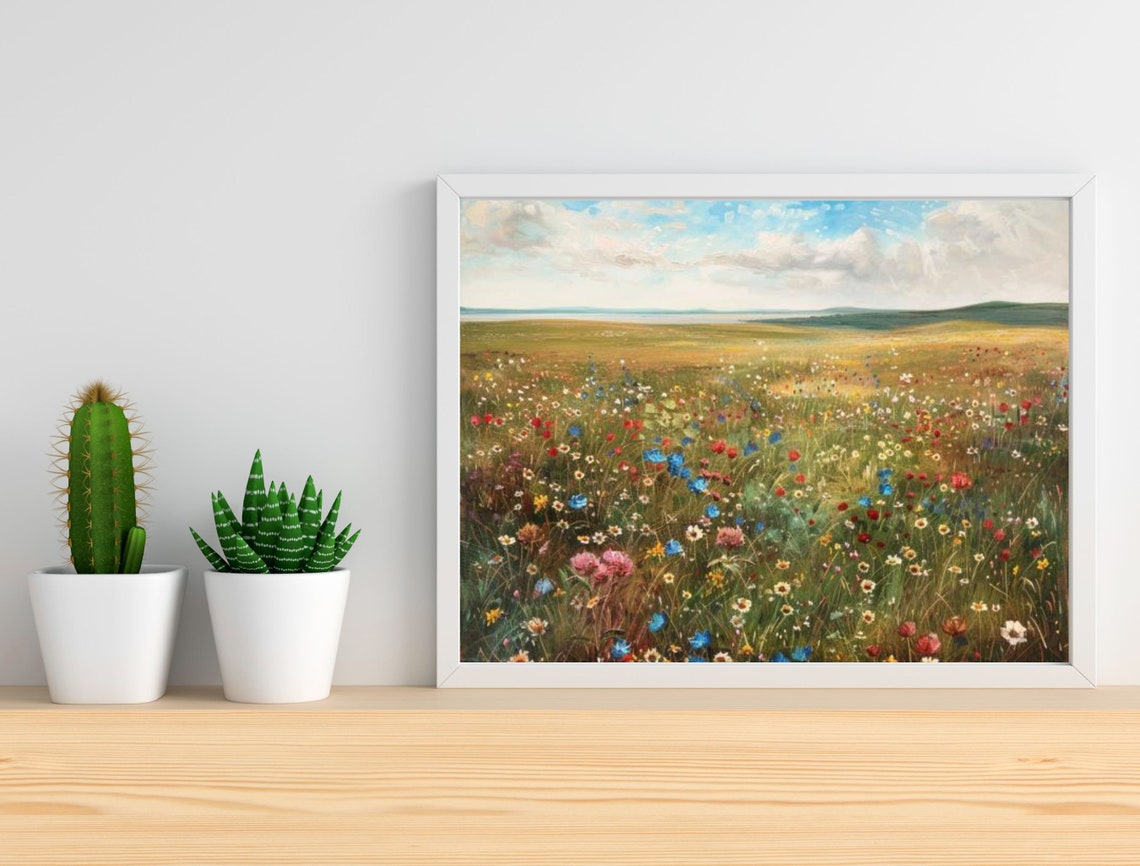 Colorful Wildflower Field Summer Meadow Landscape Painting Poster - Image 7