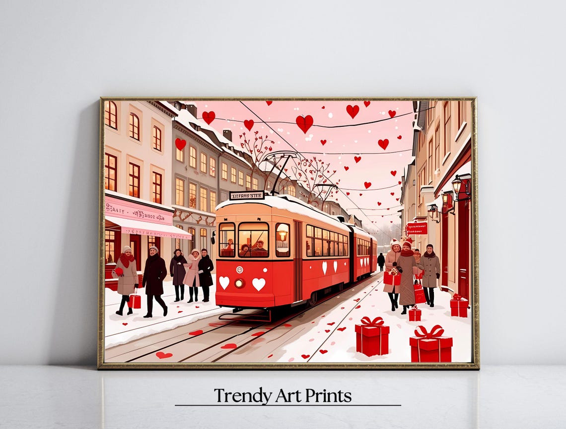 Cute Valentines Day Wall Art Retro Valentine Art Valentines Day Painting Romantic Valentine - Image 8