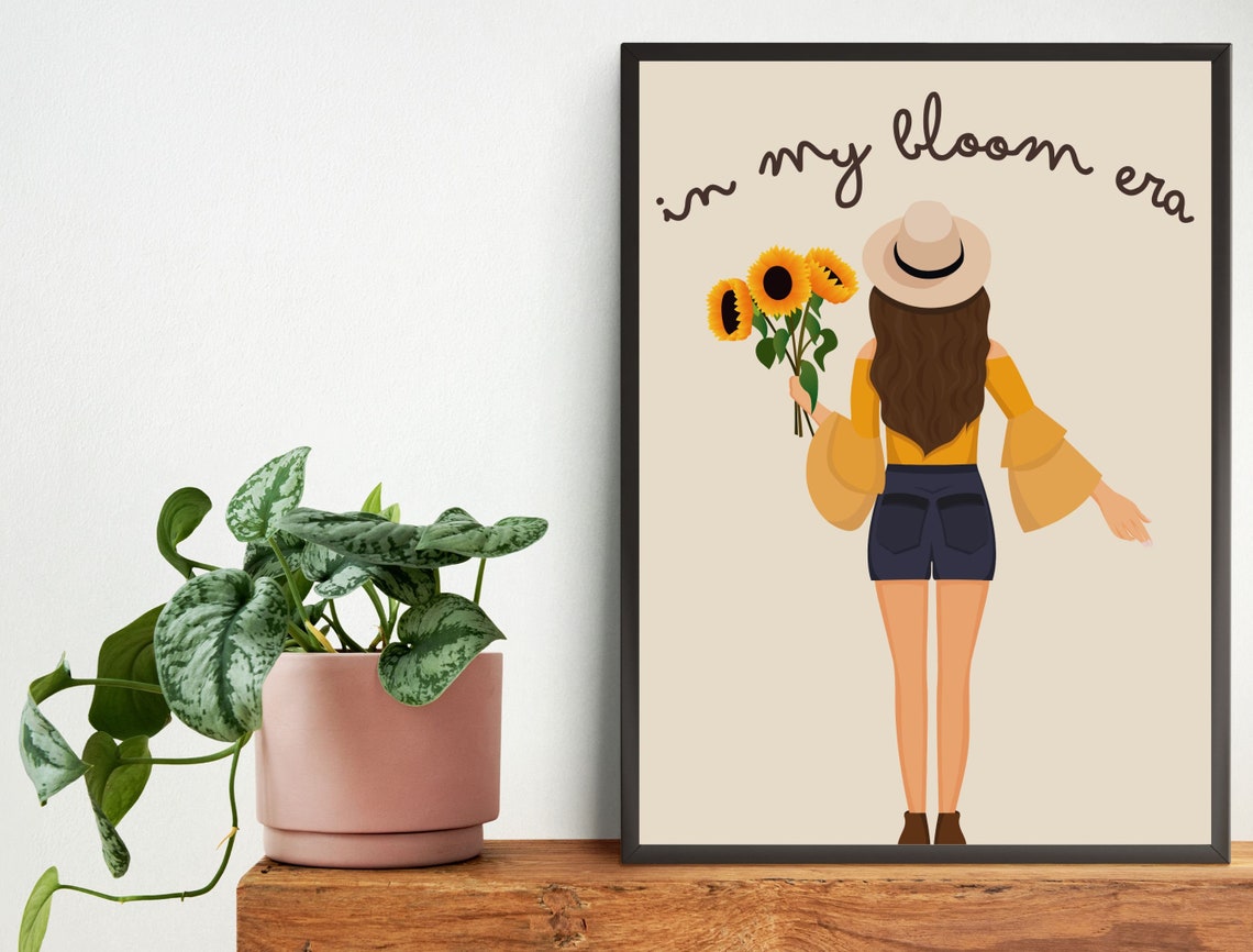 In My Bloom Era Girl with Sunflowers Feminine Boho Chic Poster - Image 6