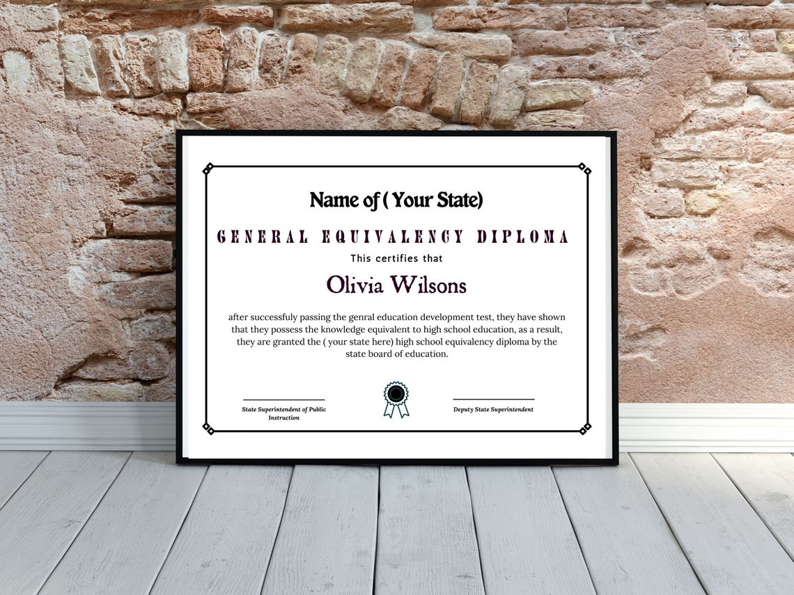General Equivalency Diploma Certificate Novelty Template Print Design - Image 8