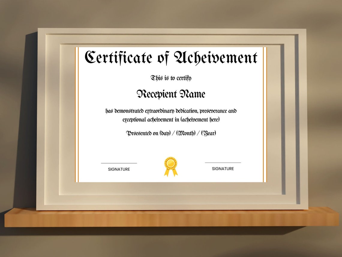 Editable Certificate Of Achievement Template Gold Seal Canva Print - Image 6