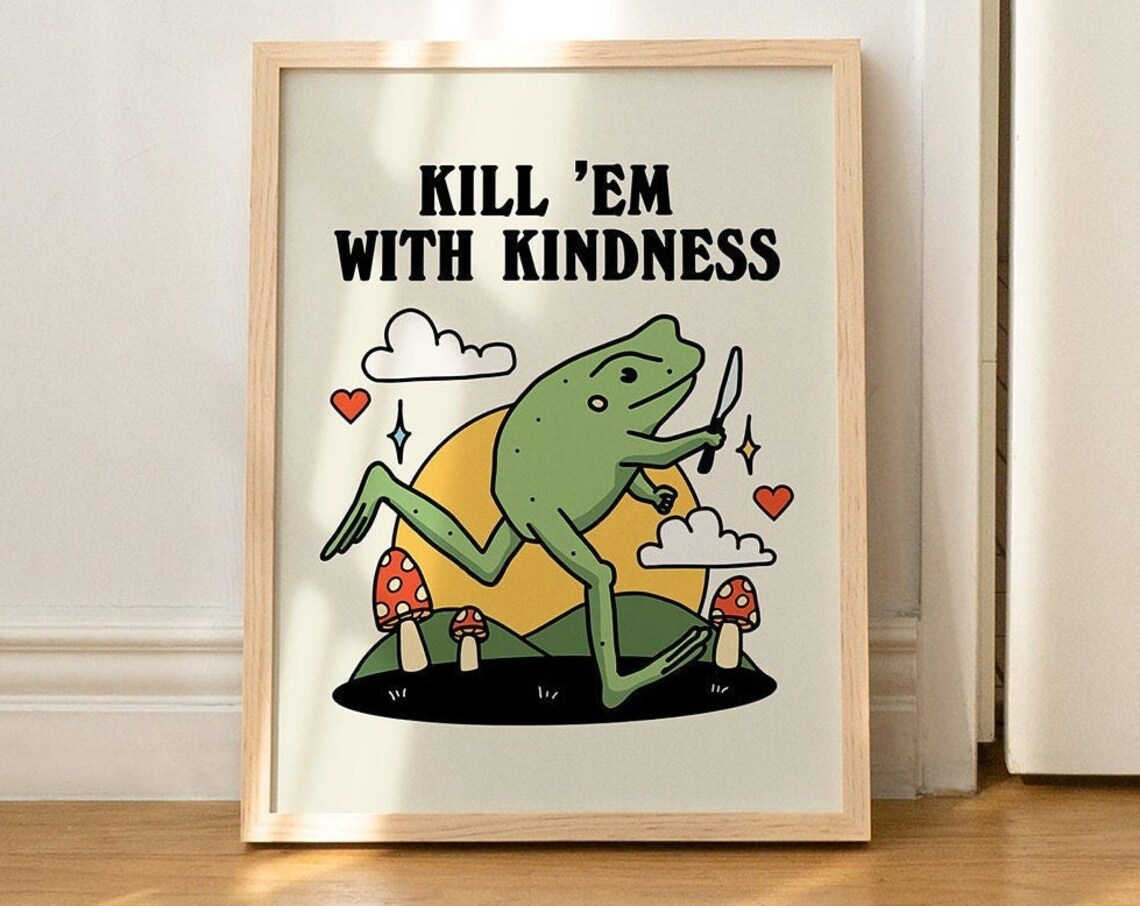 Frog Illustration Kindness Quote Nursery Decor Art Print