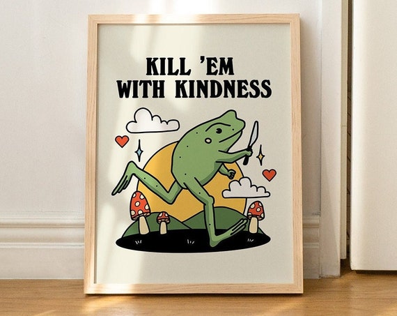 Frog Illustration Kindness Quote Nursery Decor Art Print