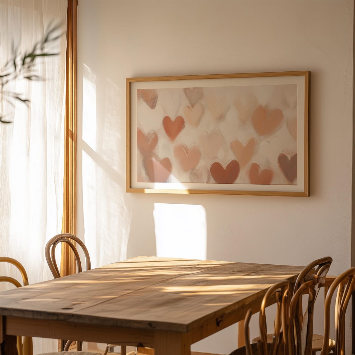 Blush Pink Hearts Abstract Neutral Romantic Valentine Wall Art Print - Image 2