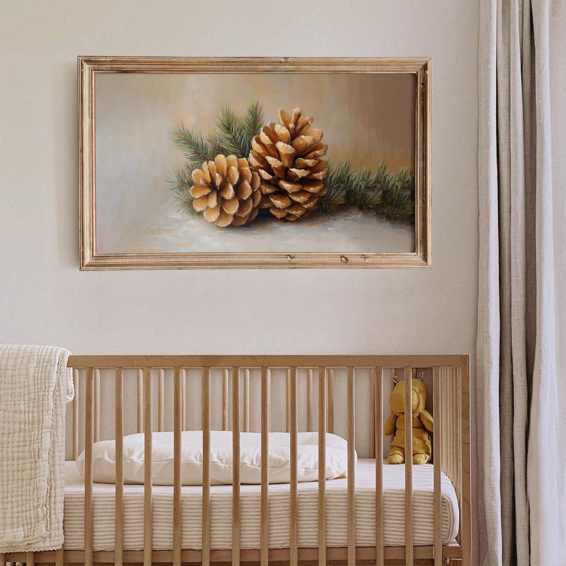 Two Pinecones With Pine Branches Vintage Winter Botanical Art Poster - Image 2