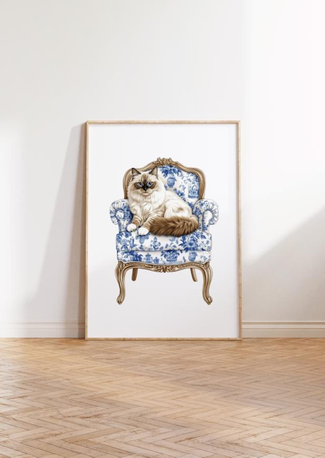 Chinoiserie Ragdoll Cat Art Print Preppy Nursery Decor