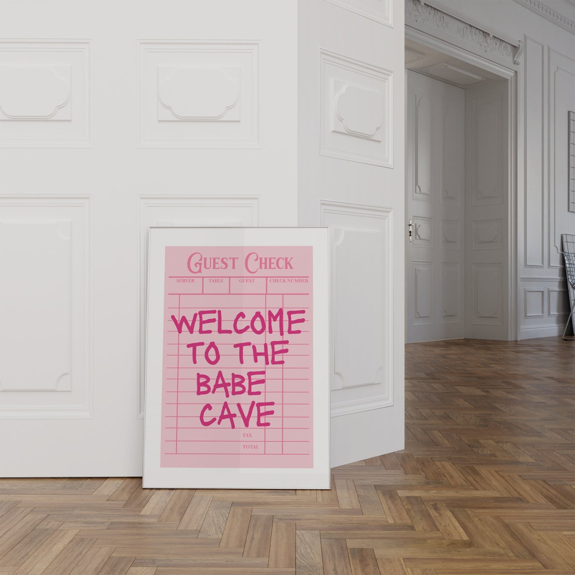 Welcome To The Babe Cave Wall Art Pink Guest Check Dorm Typography Art Girly Preppy Dorm Art Funny Wall Art