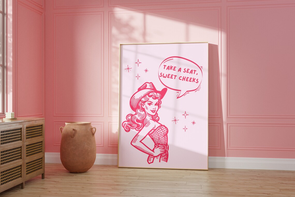 Take A Seat Sweet Cheeks Western Bathroom Art Print - Image 2