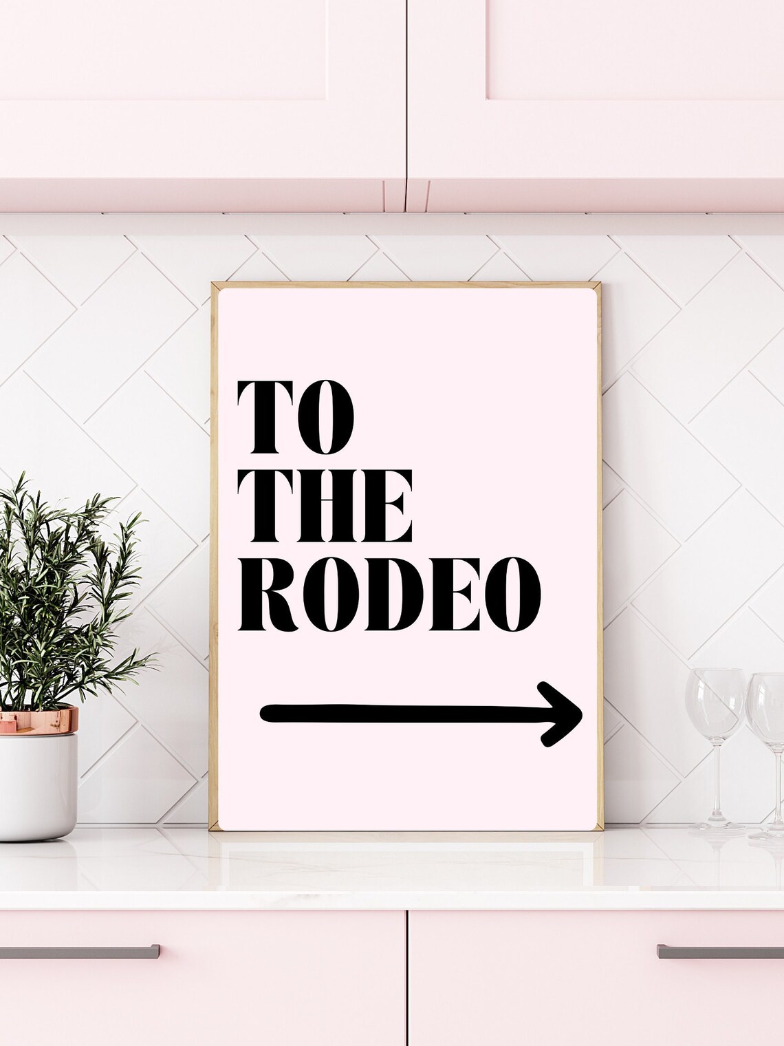 To The Rodeo Black Arrow Typography Direction Sign Poster Dorm