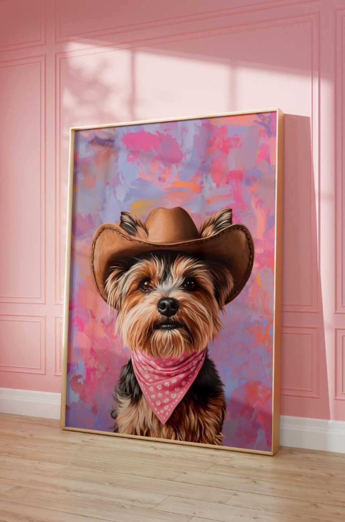 Yorkshire Terrier Cowgirl Hat Print, Western Art Print - Image 2