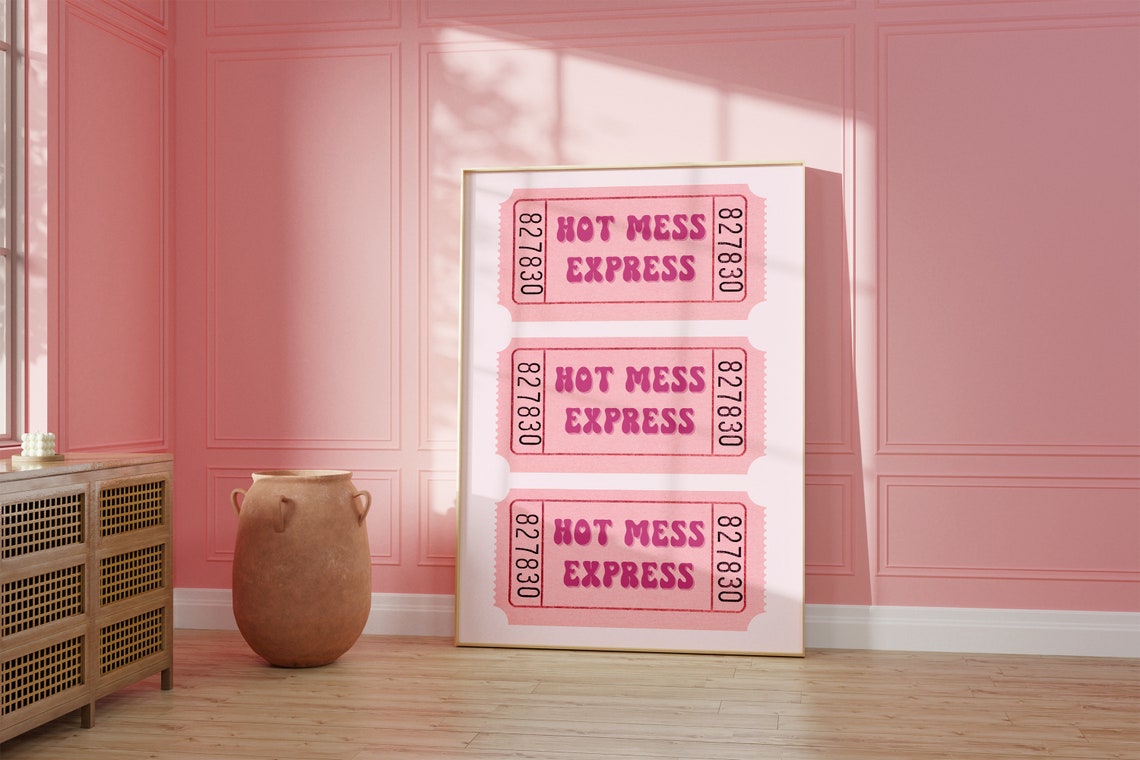 Hot Mess Express Pink Admit Ticket Stub Trendy Dorm Decor Poster - Image 2