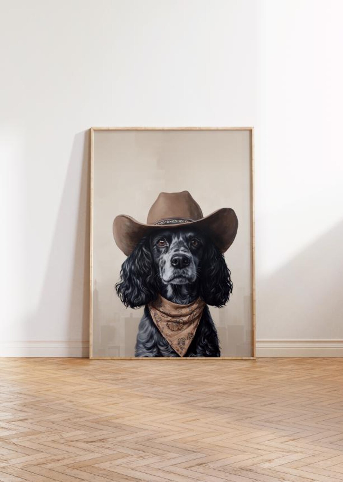 Cocker Spaniel Cowgirl Hat Vintage Western Art Print - Image 2