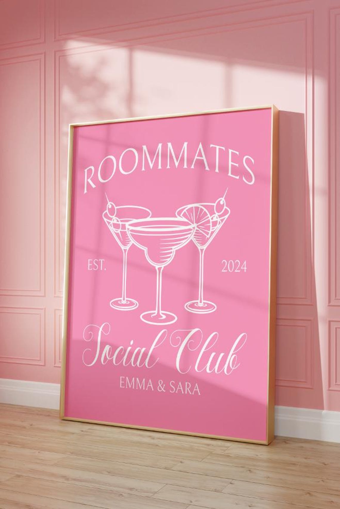 Roommates Social Club Custom Cocktail Pink Aesthetic Wall Poster