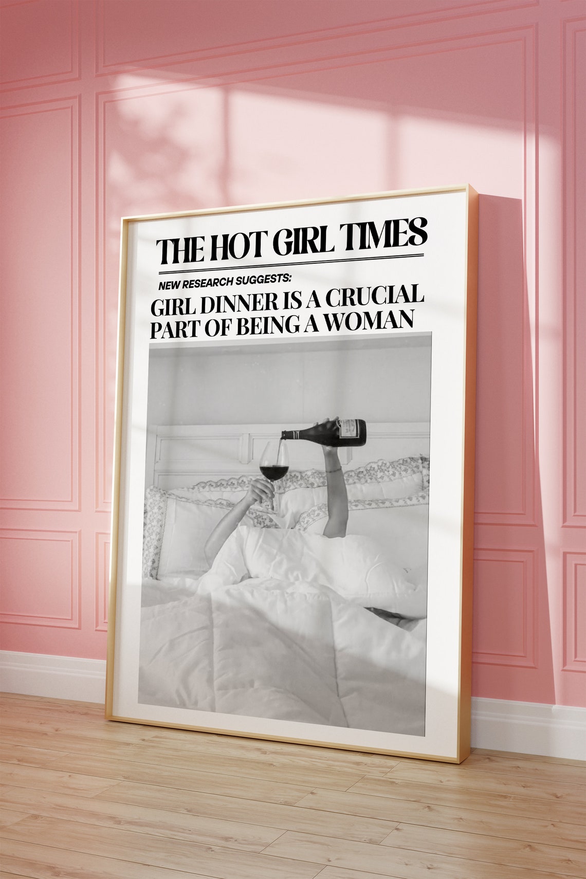 The Hot Girl Times Newspaper Girl Dinner Headline Funny Wall Poster